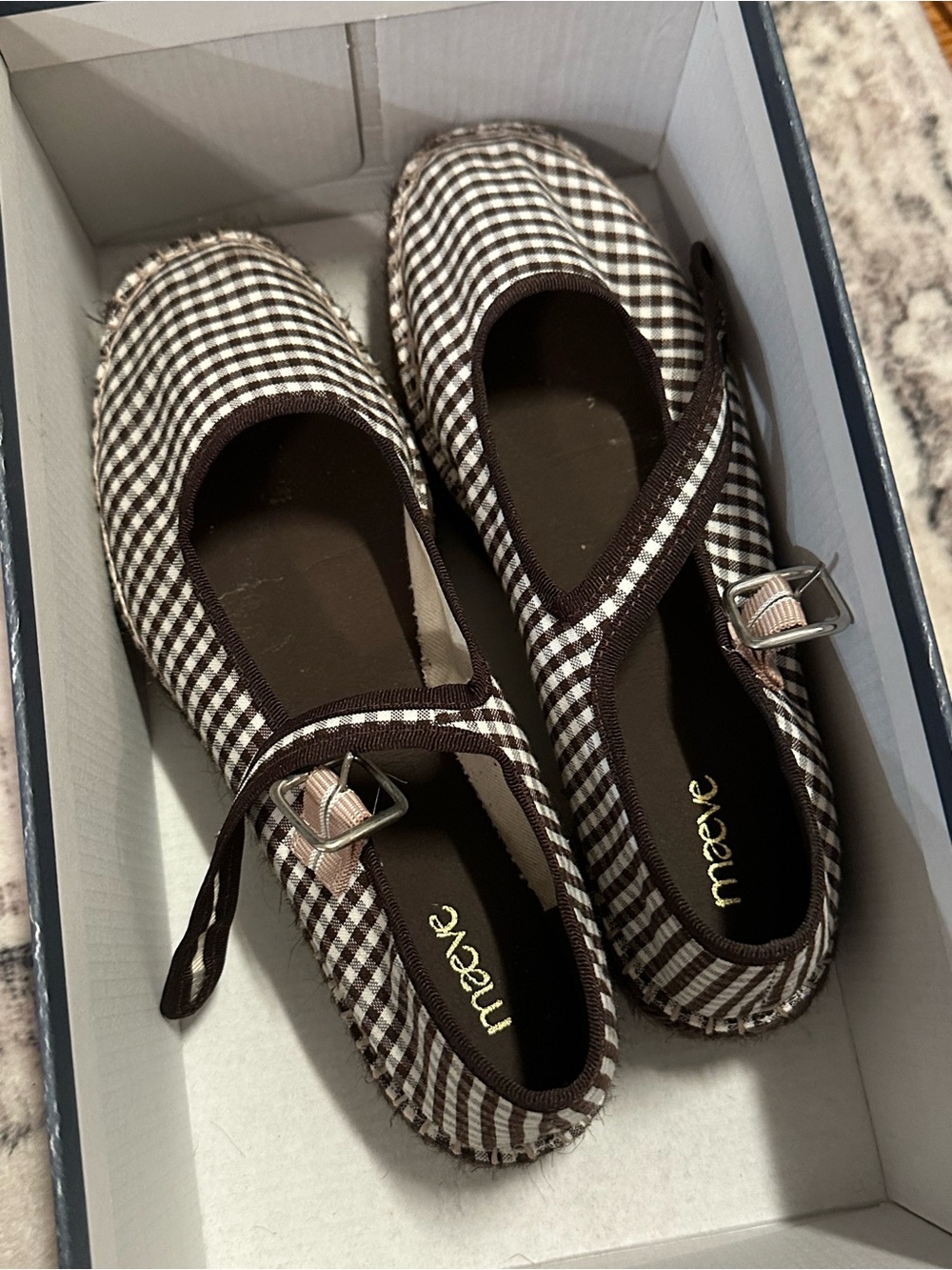 Maeve Mary Jane Espadrille Flats in Brown Gingham